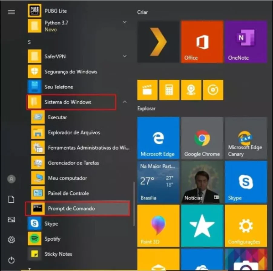 Maneiras diferentes de acessar o Prompt de Comando no Windows 10