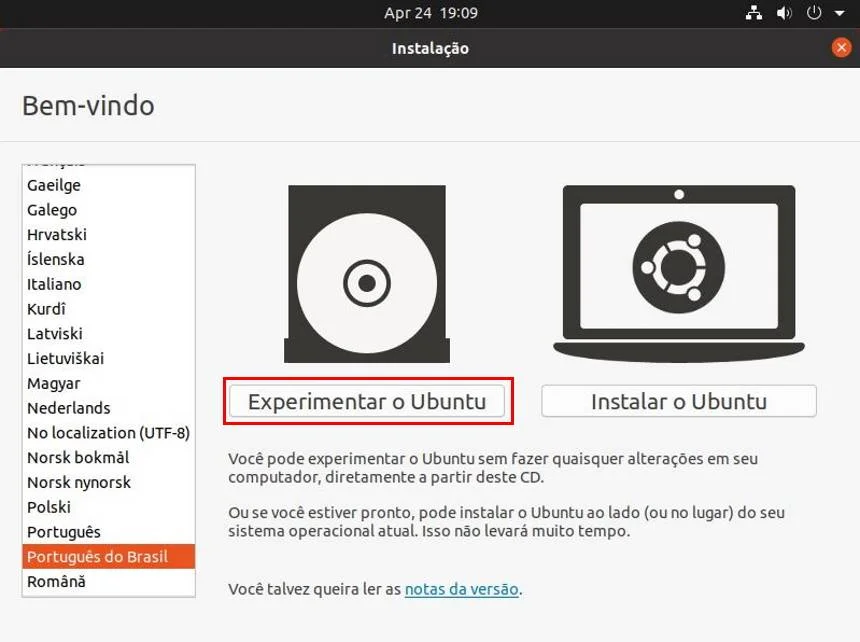 Como testar e instalar o Ubuntu 20.04