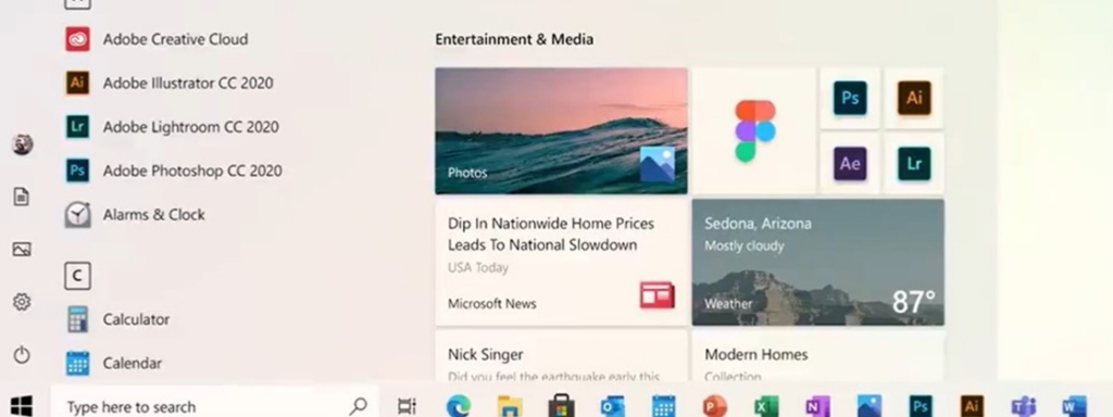 Novo visual do Menu Iniciar do Windows 10