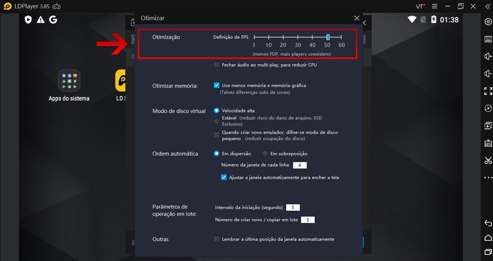 aumentar FPS no Free Fire no emulador