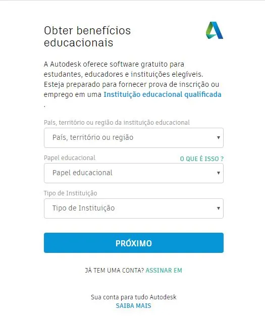 Download de Licenças gratuitas do AutoCAD para estudantes