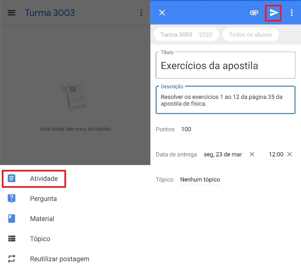 Como usar a sala de aula virtual do Google Classroom