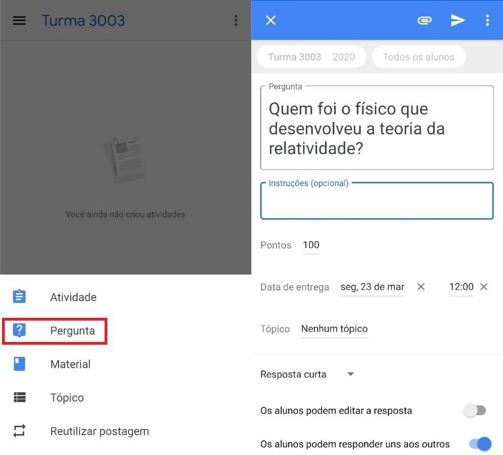 Como usar a sala de aula virtual do Google Classroom