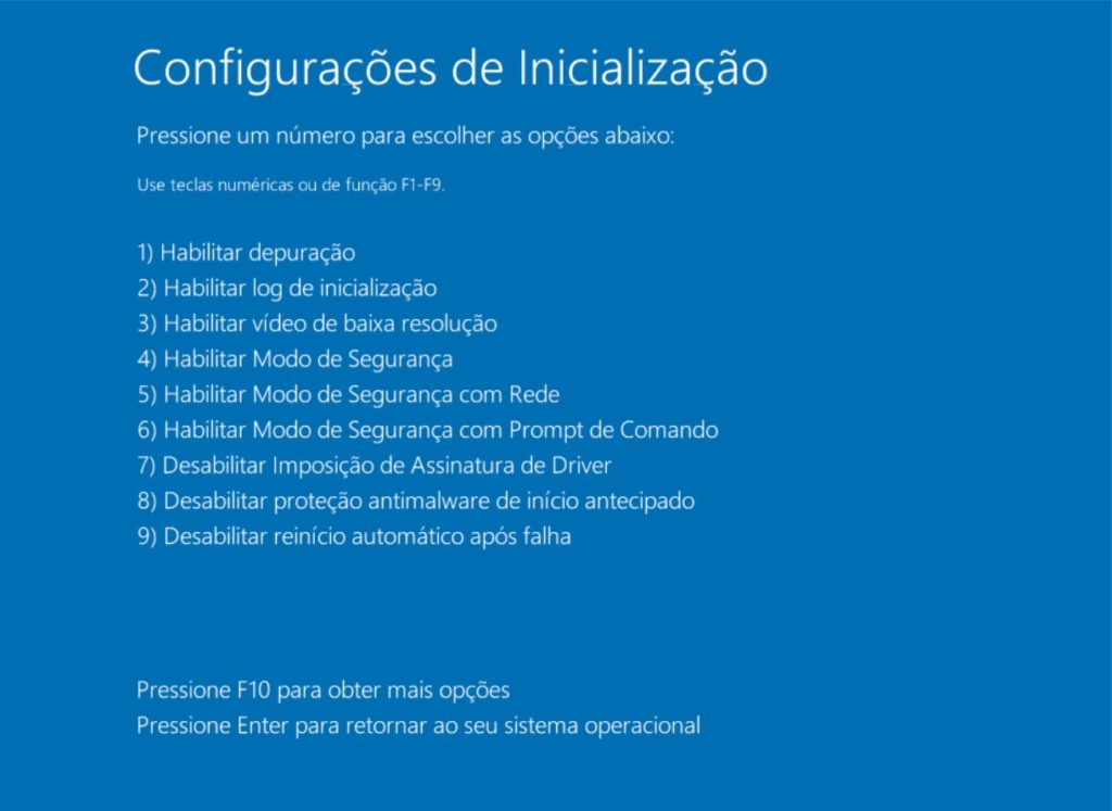 Iniciar o Windows 10 no modo segurança