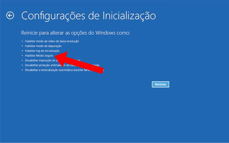 Iniciar o Windows 10 no modo segurança